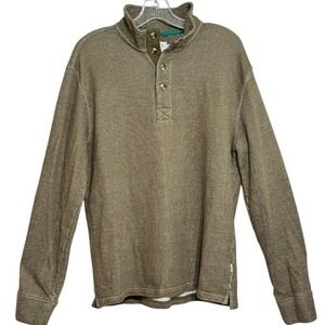 Wellen High Tide Henley Brown Taupe Thermal Textured Knit Long Sleeve Rugged M